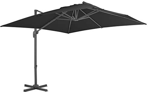 Homgoday Ampelschirm mit Aluminium-Mast Sonnenschirm Gartenschirm Balkonsonnenschirm Kurbelschirm Strandschirm Schirm 360-Grad Drehbar UV-Schutz Anthrazit 300 x 300 cm