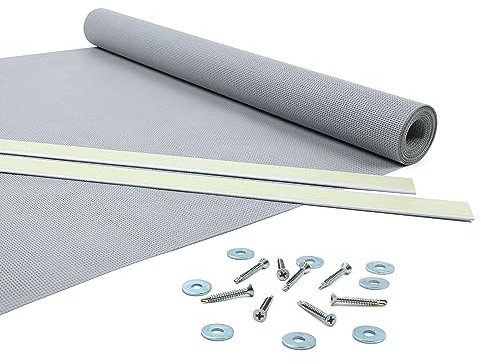 Giuri Tessuti - Fasce in PVC Microforato Mesh per Copertura ad Onda di Gazebo e Pergola - Telo ombreggiante ignifugo (Grigio, 50x450cm)