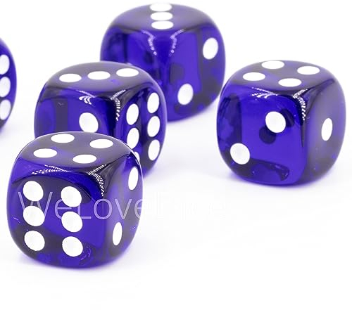 XL W6 Würfel (20mm) in dunkelblau/weiße Punkte - Made in Germany - WeLoveDice - 5 Stück