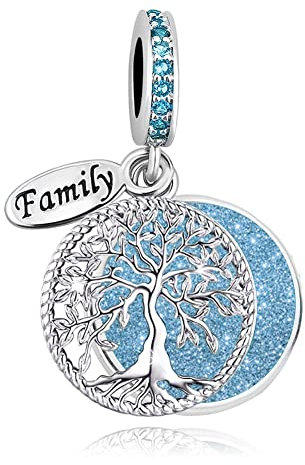 MiniJewelry Breloque en forme d'arbre de vie compatible avec les bracelets Pandora pour femmes et filles pour anniversaire de tante, bleu poudré brillant CZ, Zircone cubique, Zircone cubique