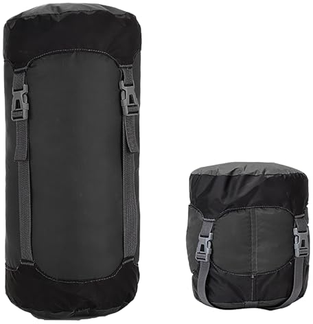 Kompressions-Packsack für Schlafsack,8L/15L/25L/35L Kompressionssack,Kompressionssack für Schlafsack, Wasserfester Ultraleichter,für Camping,Outdoor,Wandern,Rucksackreisen,Reisen,schwarz (SCHWARZ, L)