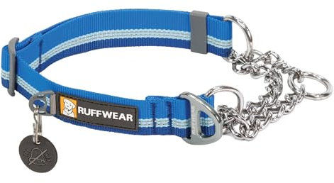 RUFFWEAR Chain Reaction Hundehalsband, verstellbar, kein Ziehen, Hundehalsband und Hundetrainingshalsband, Aluminium-D-Ring & begrenzter Schnur, reflektierendes Hundehalsband Blue Pool 11-14