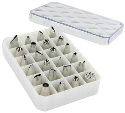Coffret 24 douilles décors fins inox