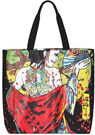 SJOAOAA Tragetasche Japanische Geisha Umhängetasche, Einkaufstasche, Einkaufstasche für den täglichen Gebrauch, siehe abbildung, Einheitsgröße