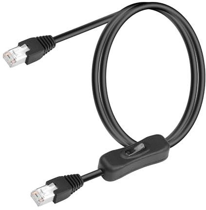 SinLoon Cavo Ethernet Cat6 da 1,9 m con interruttore on/off 304, cavo di rete Internet RJ45 maschio a maschio, ad alta velocità, compatibile con PC, laptop, router, switch