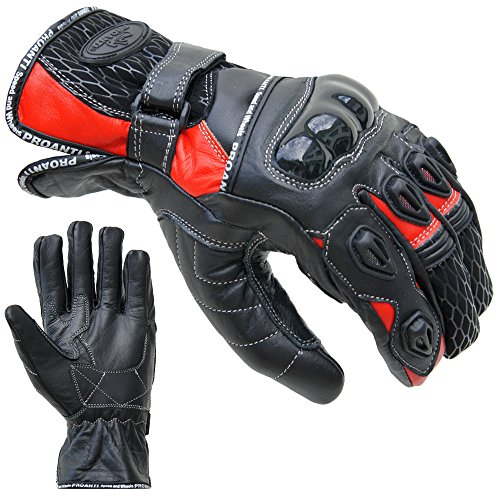 PROANTI Motorradhandschuhe Leder kurz Motorrad Handschuhe (Gr. S-XXL) (M)