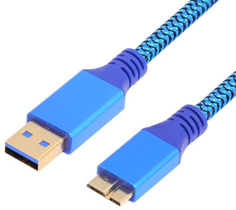 cablecc Manchon d'extension de câble USB 3.0 type A mâle vers USB 3.0 Micro-B mâle 5 Gbit/s pour disque, SSD, appareil photo, données, bleu, 30 cm