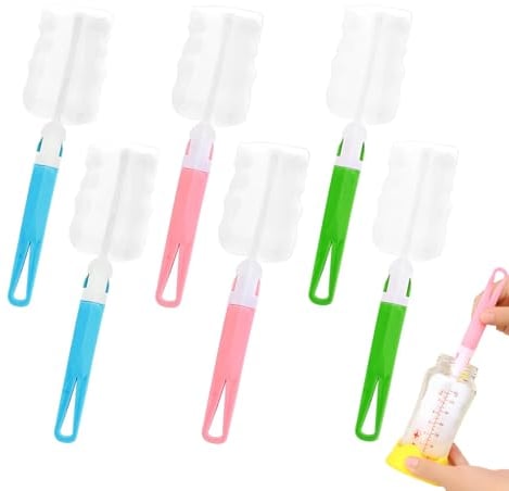 6PCS Bottle Brush Cleaner Sponge Cup Brushes - Sponge Cleaning Brush Sponge Bottle Brush Washing Cleaning Tools for Cups Mugs Kettles Wine Glasses and Baby Bottles