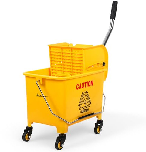 Commercial Yellow Mop Bucket and Side Press Wringer, 20 Qt, Perfect for Professional/Industrial/Business/Household