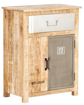 Woodkings Kommode Pune | Holzkommode 70x90x40 rustikal aus Mangoholz Metall Mix I vielseitig einsetzbar im Flur, Wohnzimmer | Stilvolle Aufbewahrung