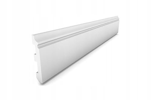 Deccart - Sockelleisten weiß - Fußleisten aus Polystyrol - Sockelleiste - Fußleiste Moderner Abschluß - Bodenleisten - Stuckleisten - Wandleisten - 2 Meter - 1 Stück (DP-5)