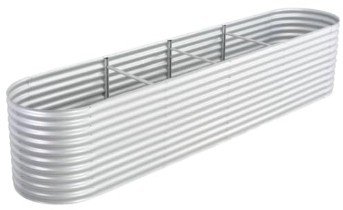 Gartenbeet, Blumenkästen,Garten-Hochbeete, Pflanzgefäße,Garten-Hochbeet 400 x 80 x 81 cm Verzinkter Stahl Silbern Für Gärten, Außenbereiche, Balkone