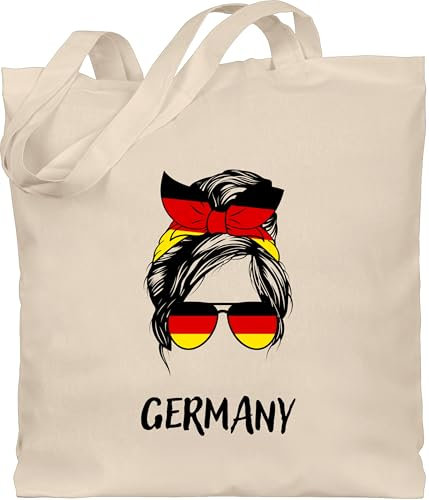 Baumwolltasche - Fußball EM WM - Taschen - Cooles Deutschland Motiv Germany Style - Unisize - Naturweiß - 2024 fanartikel europameisterschaft tasche fussball stofftasche fu ball stoffbeutel em24