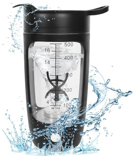 Shaker électrique - 600 ml - Rechargeable par USB - Avec compartiment à poudre - Convient pour les shakes protéinés - Sans BPA - Noir