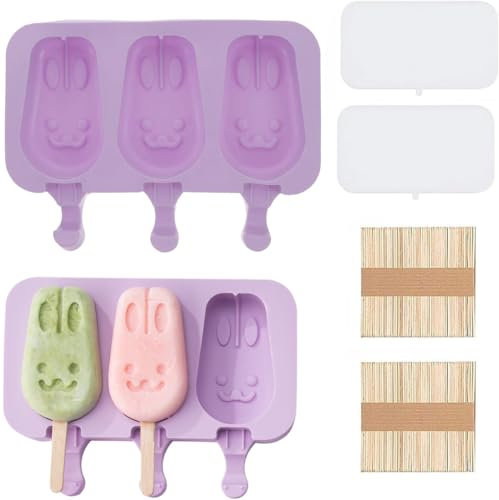 AVRUYPI 2 Moldes con forma de animal Moldes de silicona para helados, molde para tartas sin BPA, juego de moldes para polos, molde para hacer tus propios helados, molde para tartas.