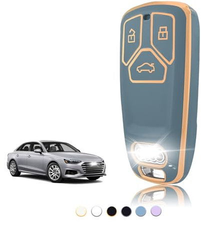 TOOMUME Coque Clé TPU, Etui Clé Étui Clé Adapté pour Audi A4 S4 RS4 B9 A5 S5 RS5 F5 A3 A6 A7 A8 A4L A6L Q2 Q3 Q5 Q7 SQ5 SQ7 S7 R8 4M D5 TT TTS, Couvre Clef Cache Cle Voiture Telécommande - Smart Key