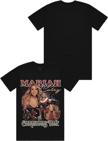 Mariah Carey Offizielles Christmas Time Tour Merch 90er Jahre Collage T-Shirt, Schwarz, M