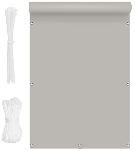 Brise-vue pour balcon - 1,2 x 6,5 m - Avec œillets - Résistant aux intempéries - Pour cour, pelouse, pergola, terrasse, piscine - Facile à nettoyer - Gris clair