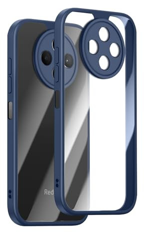 KeHowy Case for Xiaomi Redmi 14C 4G/Xiaomi Poco C75, Shockproof Phone Bumper Cover, Solid Color Matte TPU Frame, Anti-Scratch PC Clear Transparent Back Case for Xiaomi Poco C75 - Blue