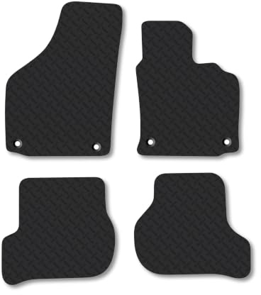 VW Golf (2007-2009) 5mm Rubber Car Mats | Heavy Duty Rubber Tailored Fit Floor Mats Full Coverage Durable Waterproof Accessories Easy Clean Anti Slip Made in the UK