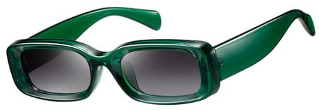 kimorn Sonnenbrille für Frauen Retro Fahrbrille Vintage Schmaler Quadratischer Rahmen UV400 Schutz (Transparenter grüner Rahmen/graue Linse mit Farbverlauf)