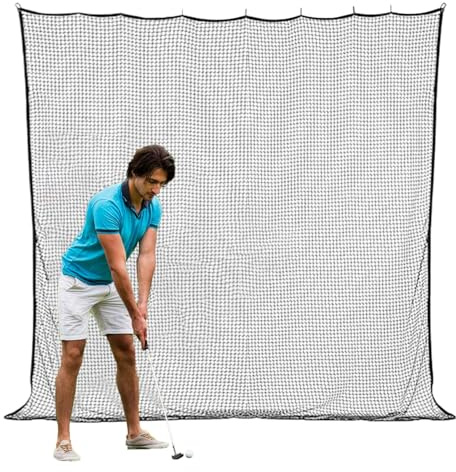 Outdoor Golf Net, 3 x 3 m Golf Ball Practice Netting, Heavy Duty Sports Barrier, Simulator Driving Net, Multi-Purpose Backstop for Baseball, Hockey Training