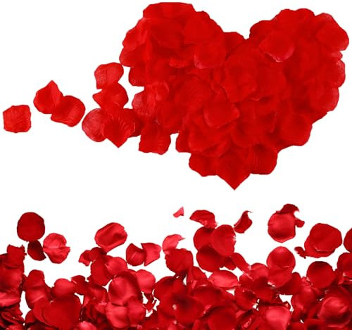 Lot de 1200 pétales de rose artificielles pour chambre à coucher, pétales de rose rouges sans goût qui se décolorent pour anniversaire de mariage, décoration de confession, Saint-Valentin