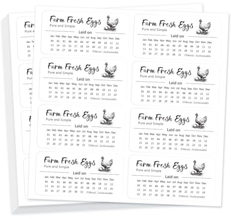 GOMAKERER 160 Stück Eierkarton Etiketten, Aufkleber Für Frische Eier Vom Bauernhof Abholdatum Beschreibbarer PET Aufkleber Für Eierverpackungen Für Behälter Kartons Landwirtschaftliche, 50.8x101.6mm