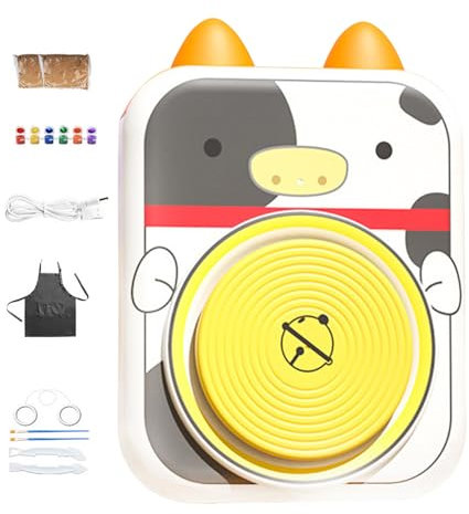 Kinder-Töpferscheiben-Set, elektrisches USB-Keramikrad, Tierform-Modellierkunst-Aktivität, 35 x 23 x 5,7 cm, kompaktes Ton-Handwerkswerkzeug, ideal für Kleinkinder, Familie und Freunde