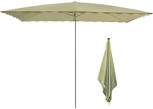 Parasol de terrasse rectangulaire, 200 x 150 cm, protection UV 50+, réglable en hauteur, parasol de marché imperméable, pour balcon, terrasse, plage, kaki