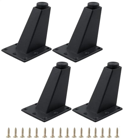 Lot de 4 pieds de meubles réglables en hauteur - 8 cm - Triangulaires - Pieds d'armoire - Pieds de canapé - Pour armoire, canapé, table basse, meuble TV et autres pieds de meubles - Pieds en métal