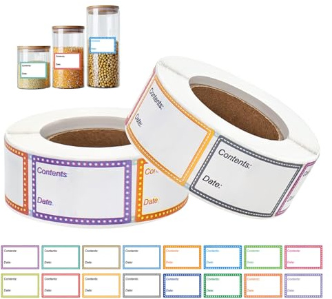 2 Rouleaux d'étiquettes pour Congélateur [400 Unités] 25 x 40 mm, étiquettes Alimentaires Amovibles avec Date, étiquettes Multifonctionnelles pour Pots de Confiture, Congélation et Organisation