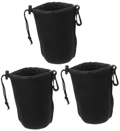 HIAKDOFT 3stücke Kameraobjektivtasche Objektivbeutel Outdoor-objektivtasche Objektivetui für Kameras Objektivbeutel mit Kordelzug Reise-objektivschutz Kleines Kameraetui Kompaktes