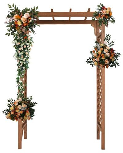 Bonnlo Arche de Jardin en Bois pour Plantes Grimpantes et Rosiers, Pergola Bois avec Sommet Plat pour Décoration de Fête/Mariage