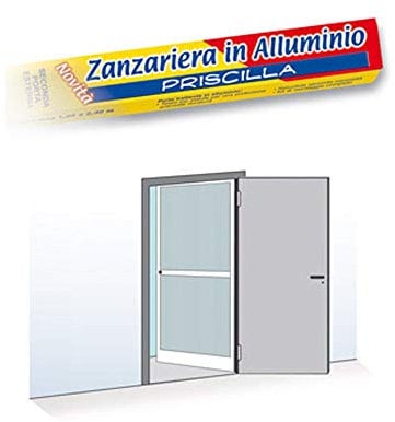 Mosquitera de una puerta abatible, 100 x 240 cm, reducible, marco de aluminio, color blanco - 0950