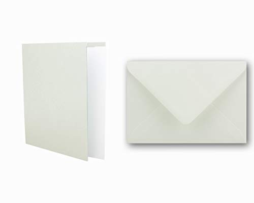Einladungskarten inklusive Briefumschläge & Einlegeblätter - 25er-Set - Blanko Klapp-Karten in Natur-Weiß - bedruckbare Post-Karten in DIN B6 Format - zum Selbstgestalten & Kreieren