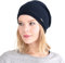 CHARM Seide Slouch Beanie Strickmütze - Groß Chemo Kopfbedeckung Locken Haare Navy