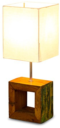 Tischlampe 16 x 45 x 16 cm Treibholz Teakholz Tischleuchte Holz Lampe Leuchte Naturholz Unikat