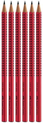 Faber-Castell 6er Sparpack Bleistifte GRIP 2001 (Rot B)