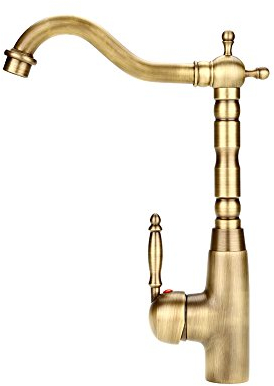 Gold Heißer Kalter Wasserhahn Antike Retro Style Massivem Messing Mischbatterie Küche Bad Becken Waschbecken Wasserhahn mit Einhandgriff