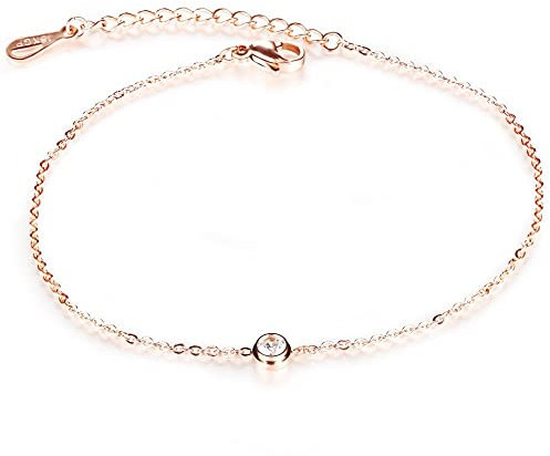 Kim Johanson Edelstahl Damen Fußkettchen *22 Styles* in Roségold mit einem starken Karabinerverschluss inkl. Schmuckbeutel (Love)