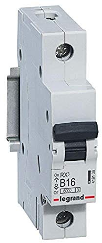 LEGRAND, RX3 419136 Disjoncteur magnétique thermique 16 A, 1 pôle, capacité de coupure 6000 A, 230/400 VAC, 1TE, 419136