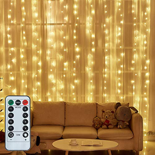 JMTGNSEP LED String Light 300 LED Lights 8 Modes Control Decoration USB Powered Waterproof Lights for Curtain Christmas Bedroom Party Wedding Home Garden1(9.8ft X 9.8ft ,Warm White) 1