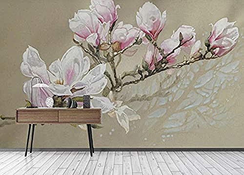 Vintage handgezeichnete Zweige Magnolie Blumentapete Tapete wandpapier fototapete 3d effekt tapeten Wohnzimmer Schlafzimmer kinderzimmer-350cm×256cm