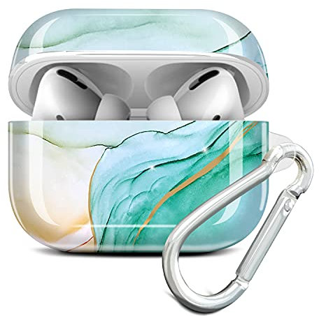 JIAXIUFEN Kompatibel mit AirPods Pro Hülle Stoßfeste Silikon Kopfhörer Taschen Case Schutzhülle Zubehör mit Karabiner Kompatibel mit AirPod Pro, Green Gold