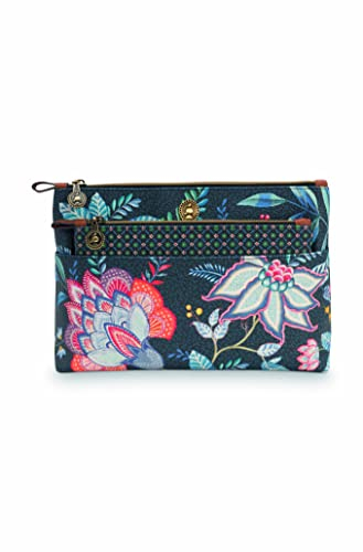 PiP Studio [W] Cosmetic Bag Combi Flower Festival Dark Blue 26x18x7.5cm/22x13x1cm