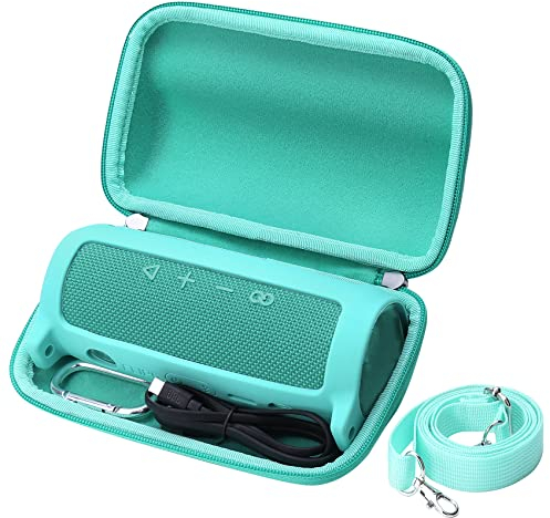 Khanka Dur Cas étui de Voyage Housse Porter pour JBL Flip 6 Enceinte Bluetooth Portable (avec étui en Silicone Bleu)
