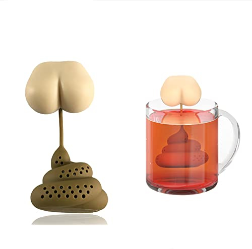 XKUN Théière 2 Pack Silicone Tea Infuser Creative Poo Shape Funny Gadget Tea Sac Diffuseur De Filtre À Café Réutilisable Filtre-A