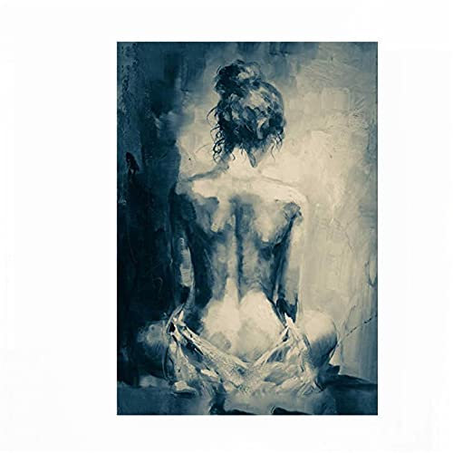 Leinwandbild Nackte Frau Leinwand Gemälde Moderne Kunst Schlafzimmer Wohnkultur 30x70cm(12x28in) mit Rahmen