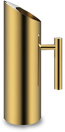 Moderne goldene Wasserkaraffe, 1,5 l, polierter Edelstahl, Wasserkrug mit Eisschutz, Kalttrinkkrug für Tee, Wasser, Wein, Bier, Saft